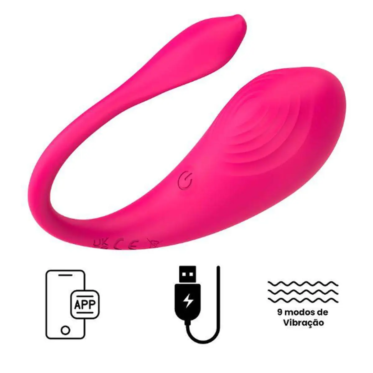 Vibrador de Casal com APP e 9 Modos de Vibração Recarregável USB